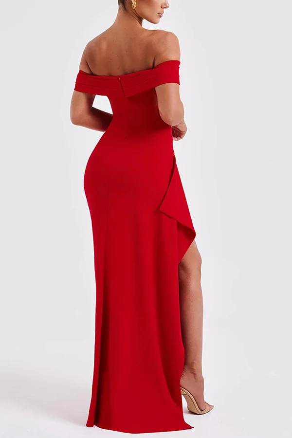 Eveloria Damen Off-Shoulder-Maxikleid Hoher Schlitz