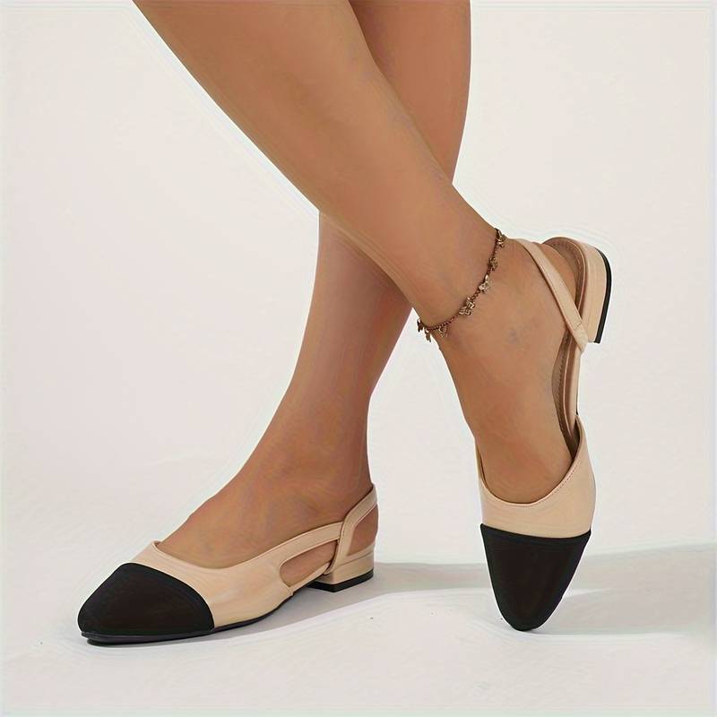 Damen Slingback Ballerinas Beige Klassisch