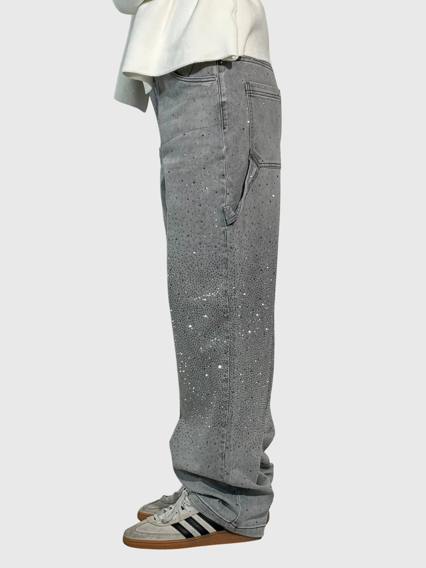 Damen Glänzende Diamant Jeans Hose
