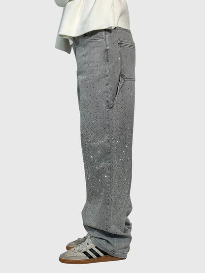 Damen Glänzende Diamant Jeans Hose