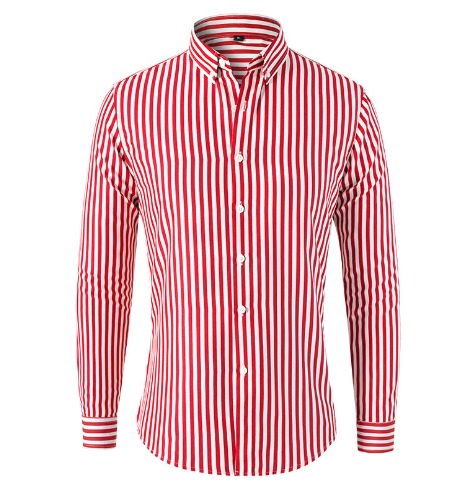 Herren Langarmhemd Streifen Baumwolle Relaxed Blau