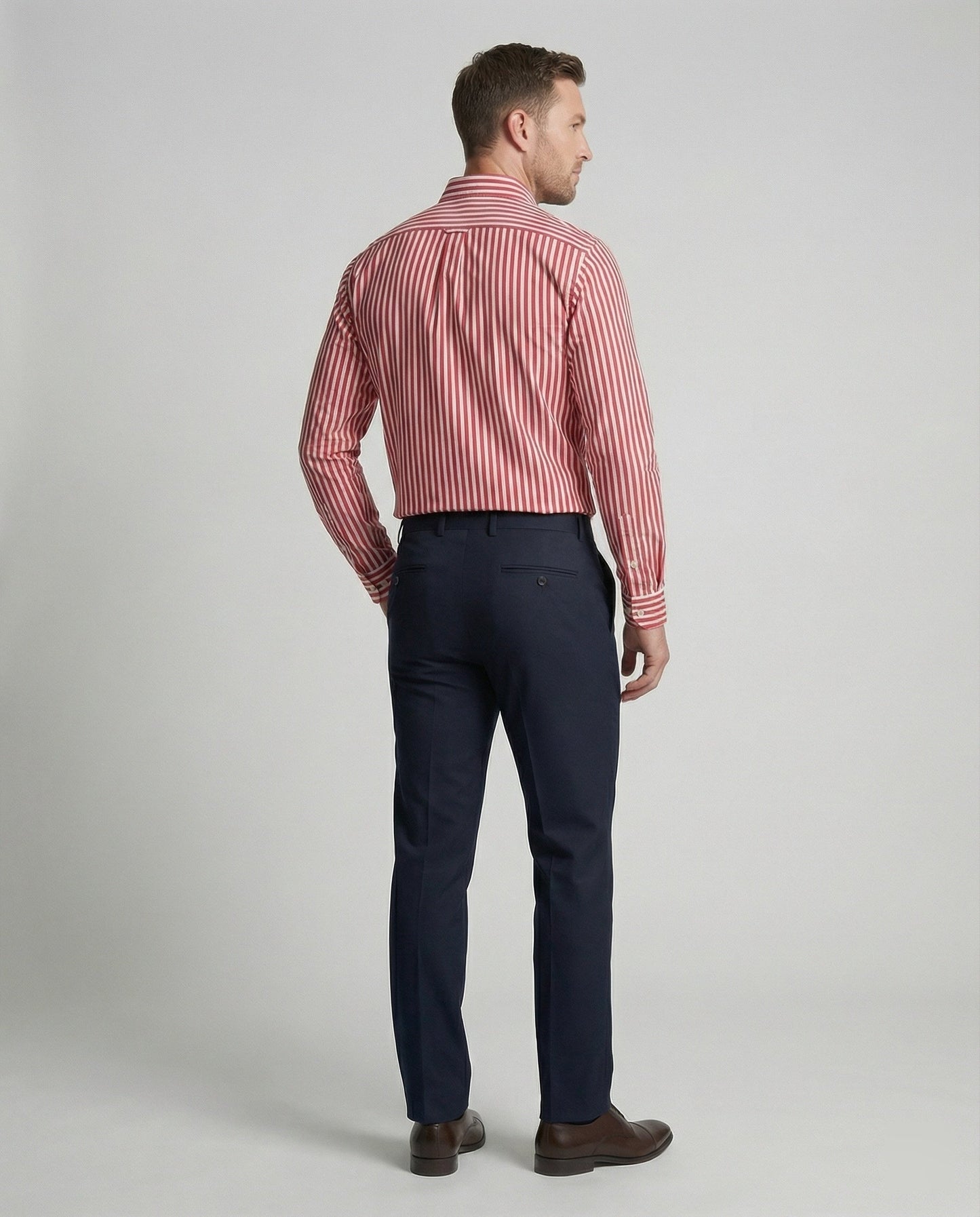 Herren Hemd Gestreift Elegant Baumwolle Weiß/