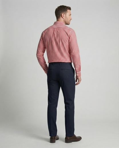 Herren Hemd Gestreift Elegant Baumwolle Weiß/