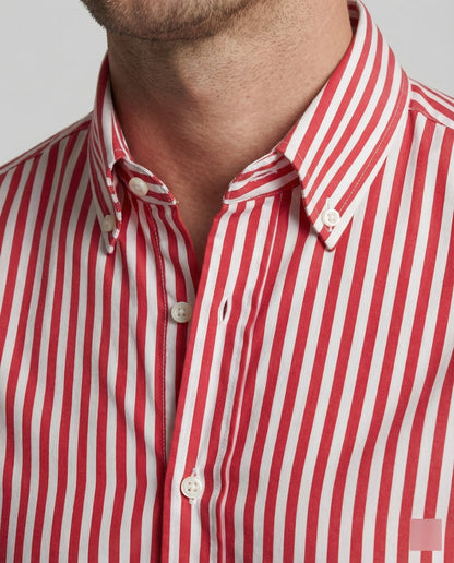 Herren Hemd Gestreift Elegant Baumwolle Weiß/