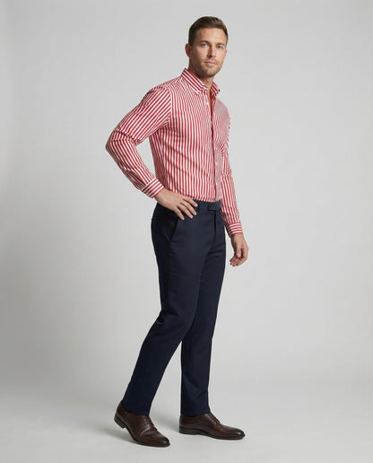 Herren Hemd Gestreift Elegant Baumwolle Weiß/