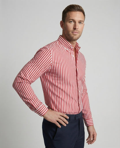 Herren Hemd Gestreift Elegant Baumwolle Weiß/Schwarz - Eveloria