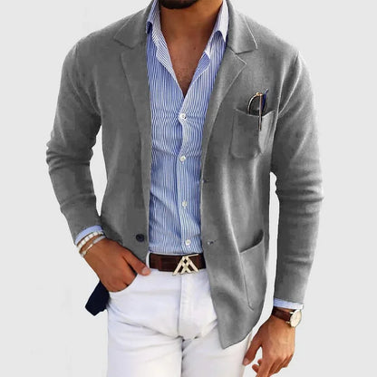 Herren Leinenblazer Reverskragen Leicht Beige