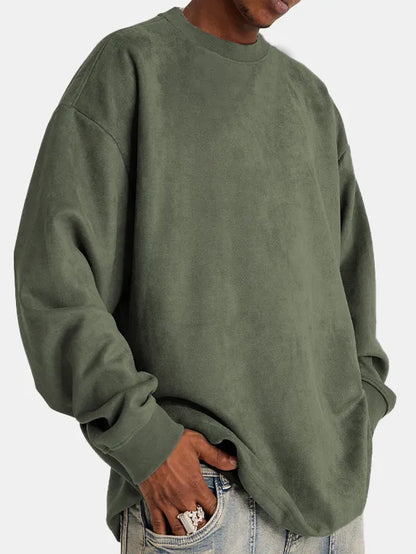 Eveloria Herren Suede Pullover Klassisch Braun