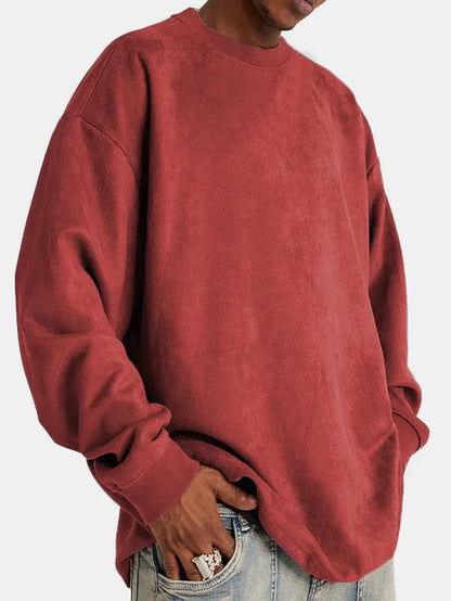 Eveloria Herren Suede Pullover Klassisch Braun