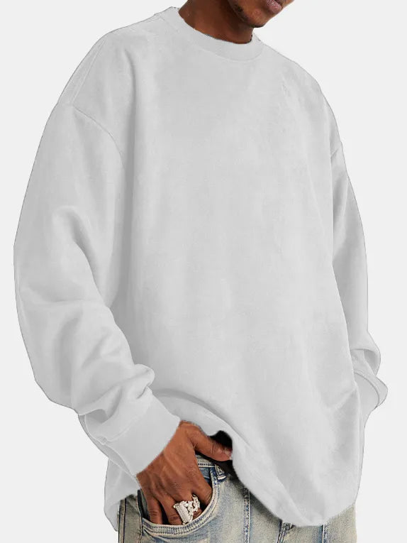 Eveloria Herren Suede Pullover Klassisch Braun