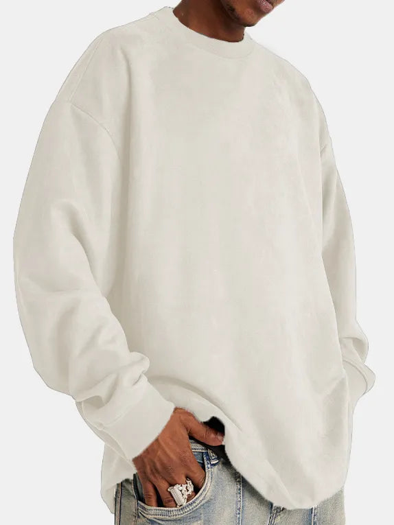 Eveloria Herren Suede Pullover Klassisch Braun