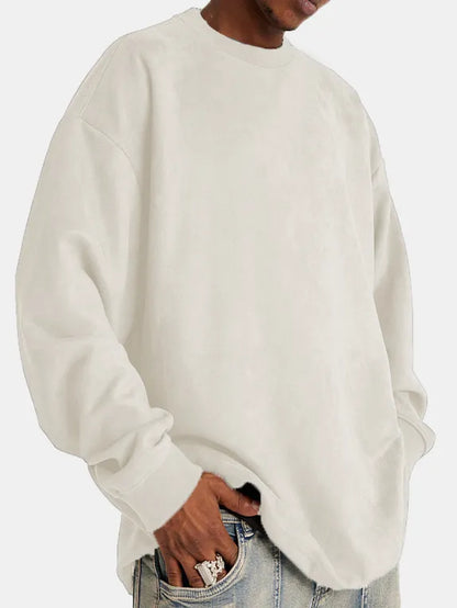 Eveloria Herren Suede Pullover Klassisch Braun