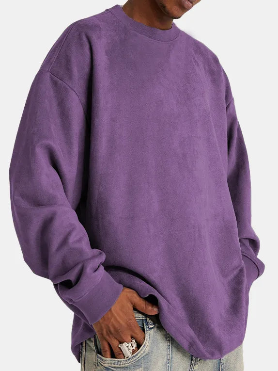 Eveloria Herren Suede Pullover Klassisch Braun