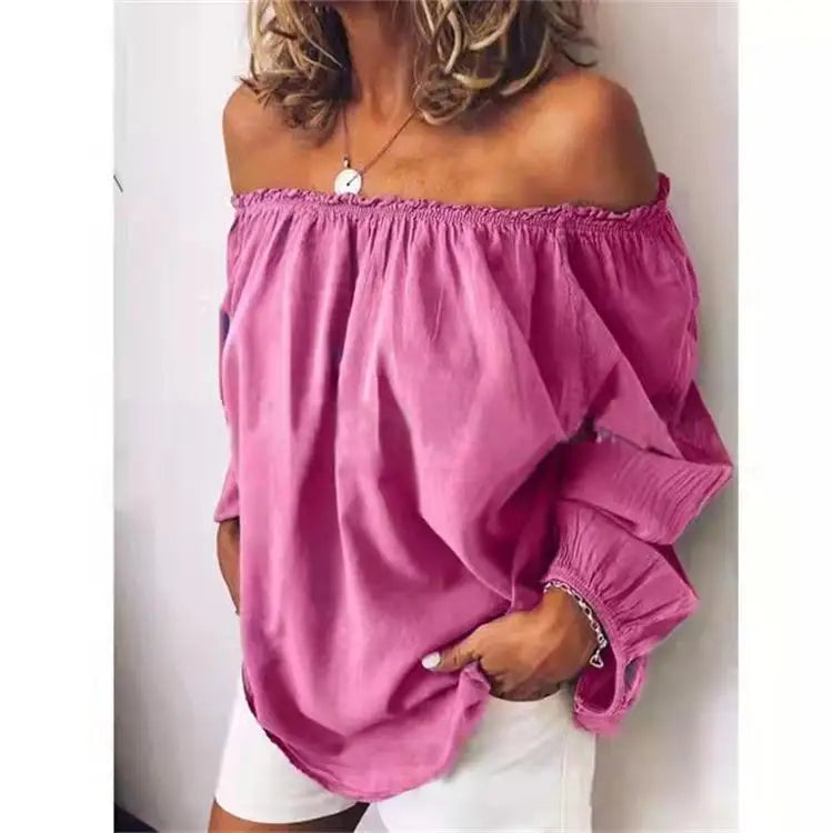 Damen Off Shoulder Bluse Elegante Ballonärmel