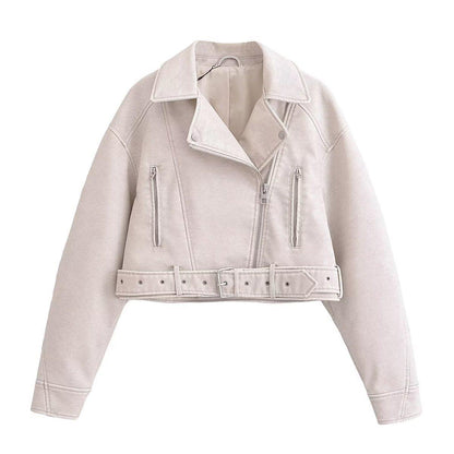 Damen Leder Motorradjacke Reißverschluss