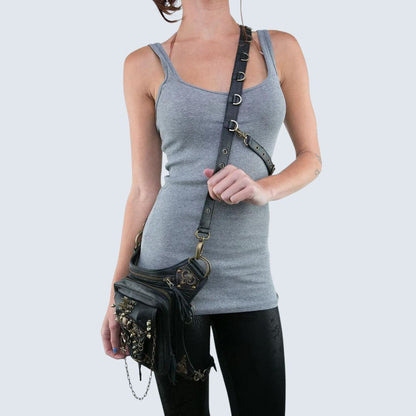 Gürteltasche Gothic Totenkopf Leder