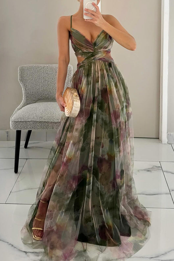 Damen Maxi-Kleid Falten-Design