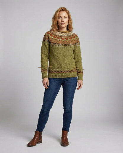 Damen Winterpullover Kuscheliger Wollpullover Beige