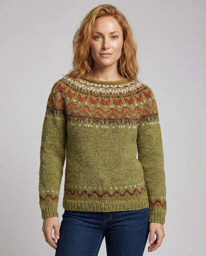 Damen Winterpullover Kuscheliger Wollpullover Beige - Eveloria