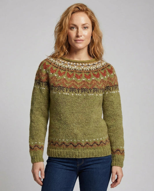 Damen Winterpullover Kuscheliger Wollpullover Beige - Eveloria