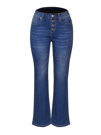 Eveloria Damen Denimhosen mit Schrittknopf und Prägung