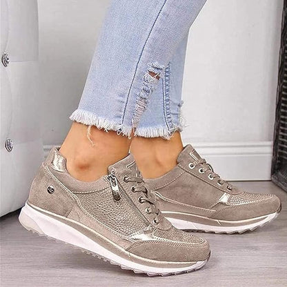 Damen Plateau Sneaker Schnür- und Reißverschluss - Eveloria