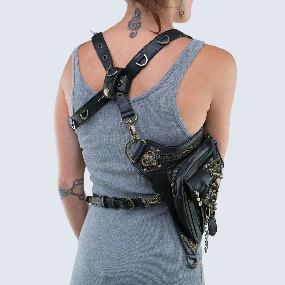 Gürteltasche Gothic Totenkopf Leder