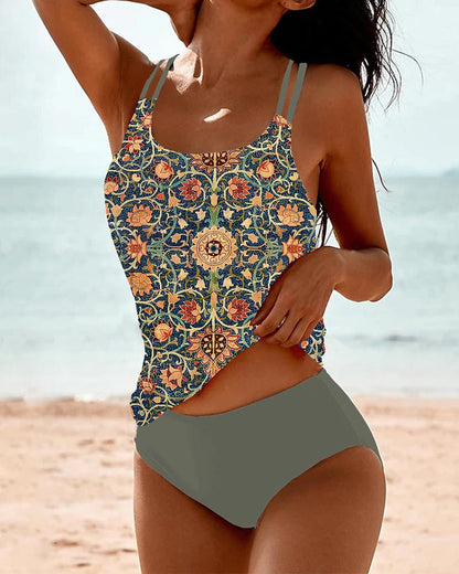Ronda Damen Tankini-Set Zweiteilig Ethno-Print Figurformend