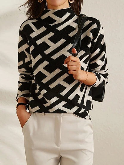 Eveloria Damen Geometrischer Pullover Bequem