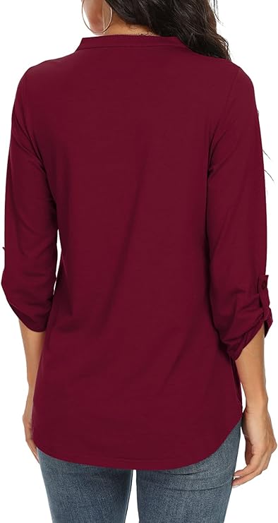 Damen Bluse V-Ausschnitt Leicht Luftig Pastell