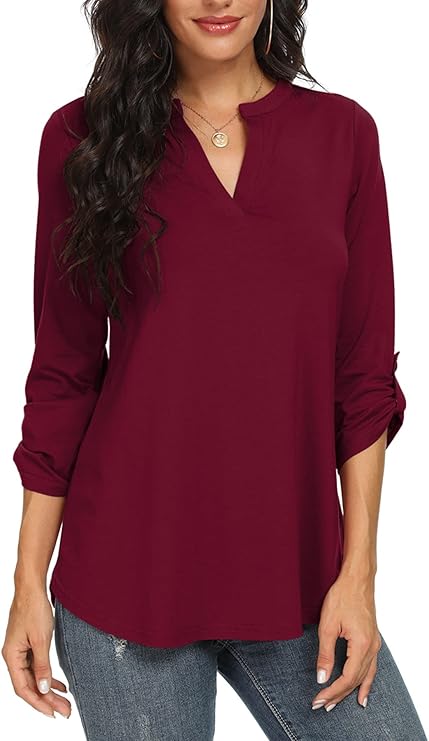 Damen Bluse V-Ausschnitt Leicht Luftig Pastell