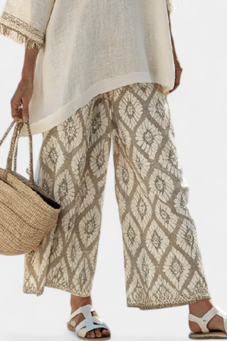 Damen Boho Zweiteiler Weite Hosenbeine