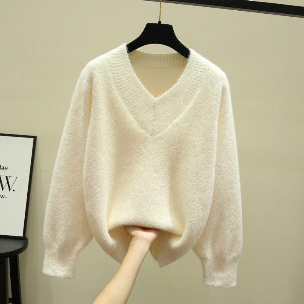 Damen Pullover V-Ausschnitt Langarm Rina - Eveloria