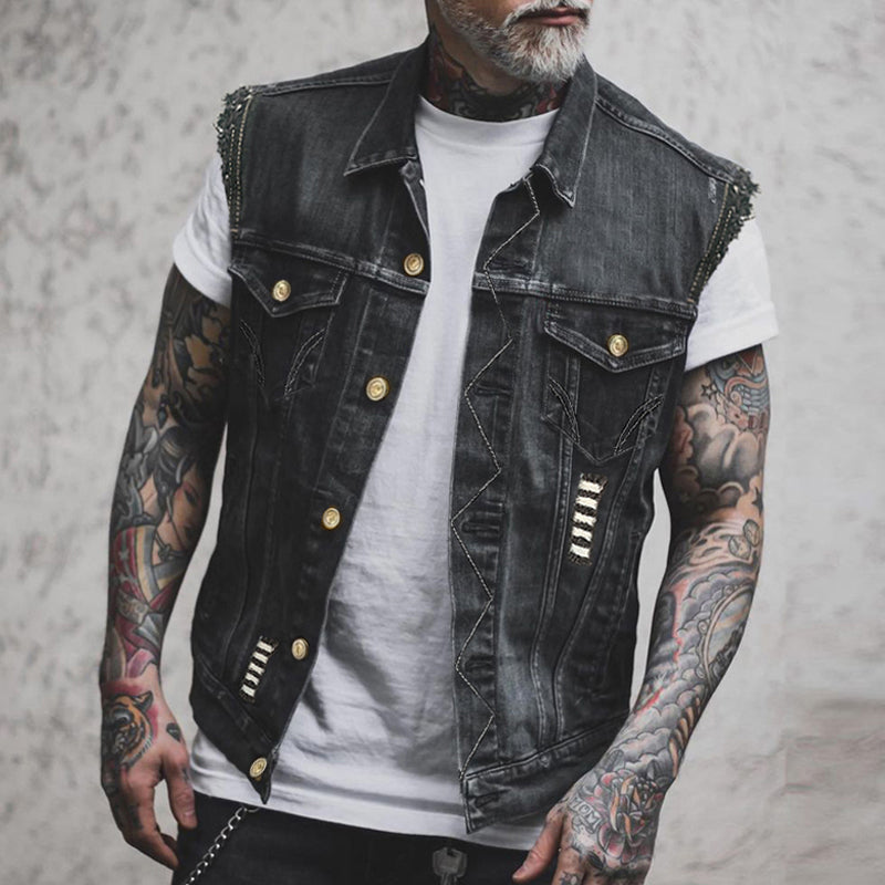 Herren Weste Ärmellos Vintage Stil Baumwolle Braun - Eveloria