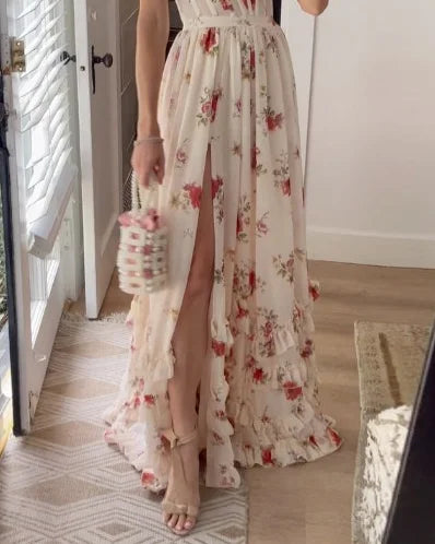 Eveloria Damen Maxikleid Blumenmuster Fließend