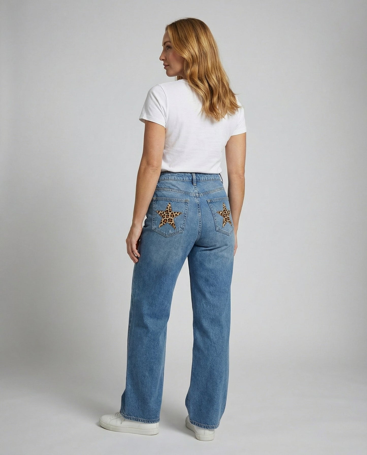 Leoparden Boyfriend Jeans Damen Retro Style