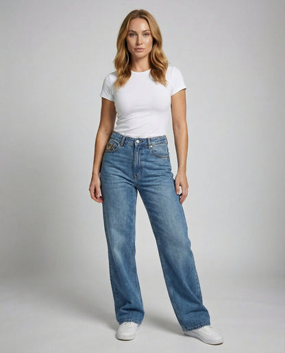 Leoparden Boyfriend Jeans Damen Retro Style - Eveloria