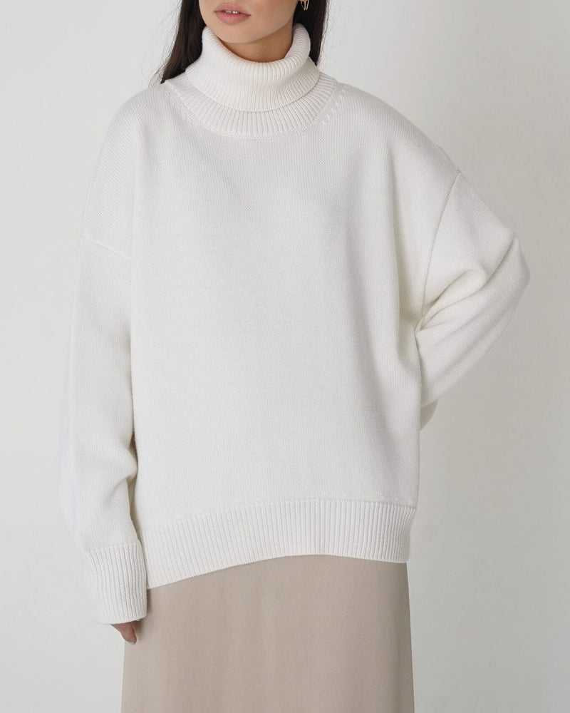 Damen Oversize Pullover Hochhalter Lässig Bequem