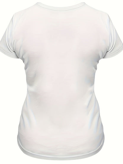 Damen T-Shirt mit Hühnerdruck Rundhalsausschnitt Kurze Ärmel Lässig - Eveloria