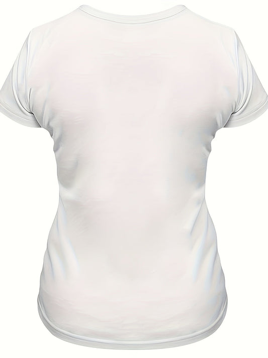 Damen T-Shirt mit Hühnerdruck Rundhalsausschnitt Kurze Ärmel Lässig - Eveloria