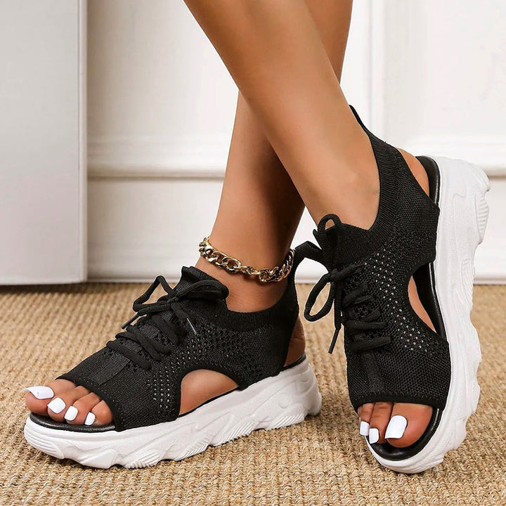 Eveloria Damen Sandalen Plateau Sohle