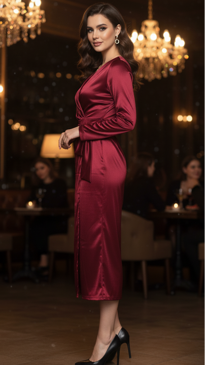 Damen Wickelkleid Jasmin Für Frühling Midi Länge