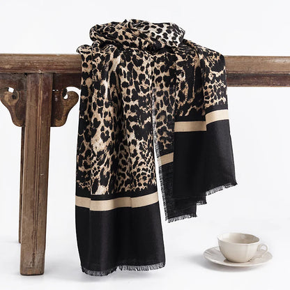 Eveloria Damen Schal Leopardenmuster Elegantes Seidenmuster Braun - Eveloria