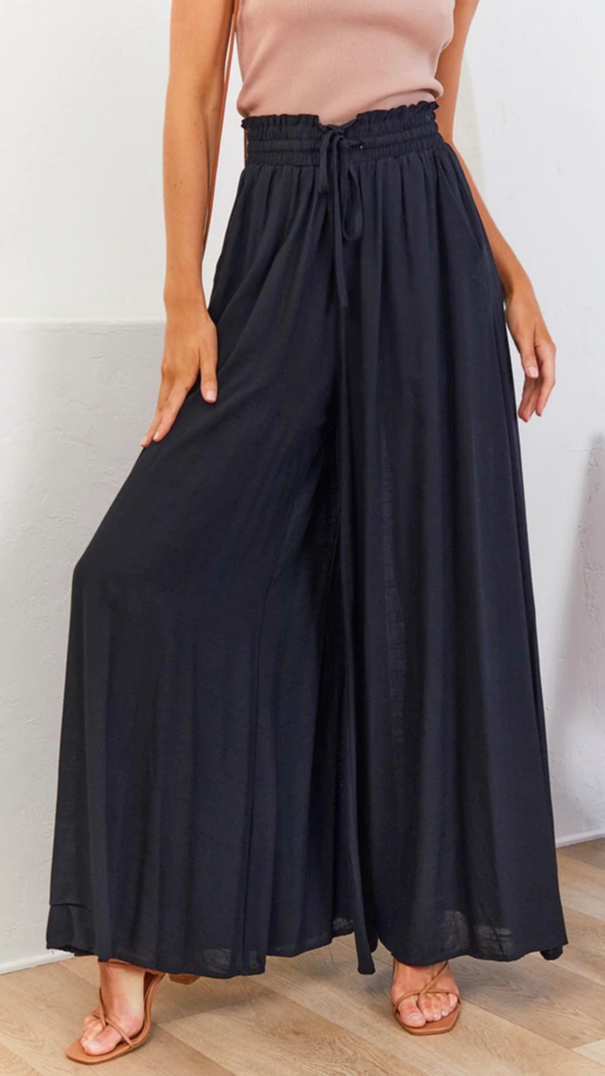 Elastischer Gürtel Damenhohe Taille Hose Weites Bein