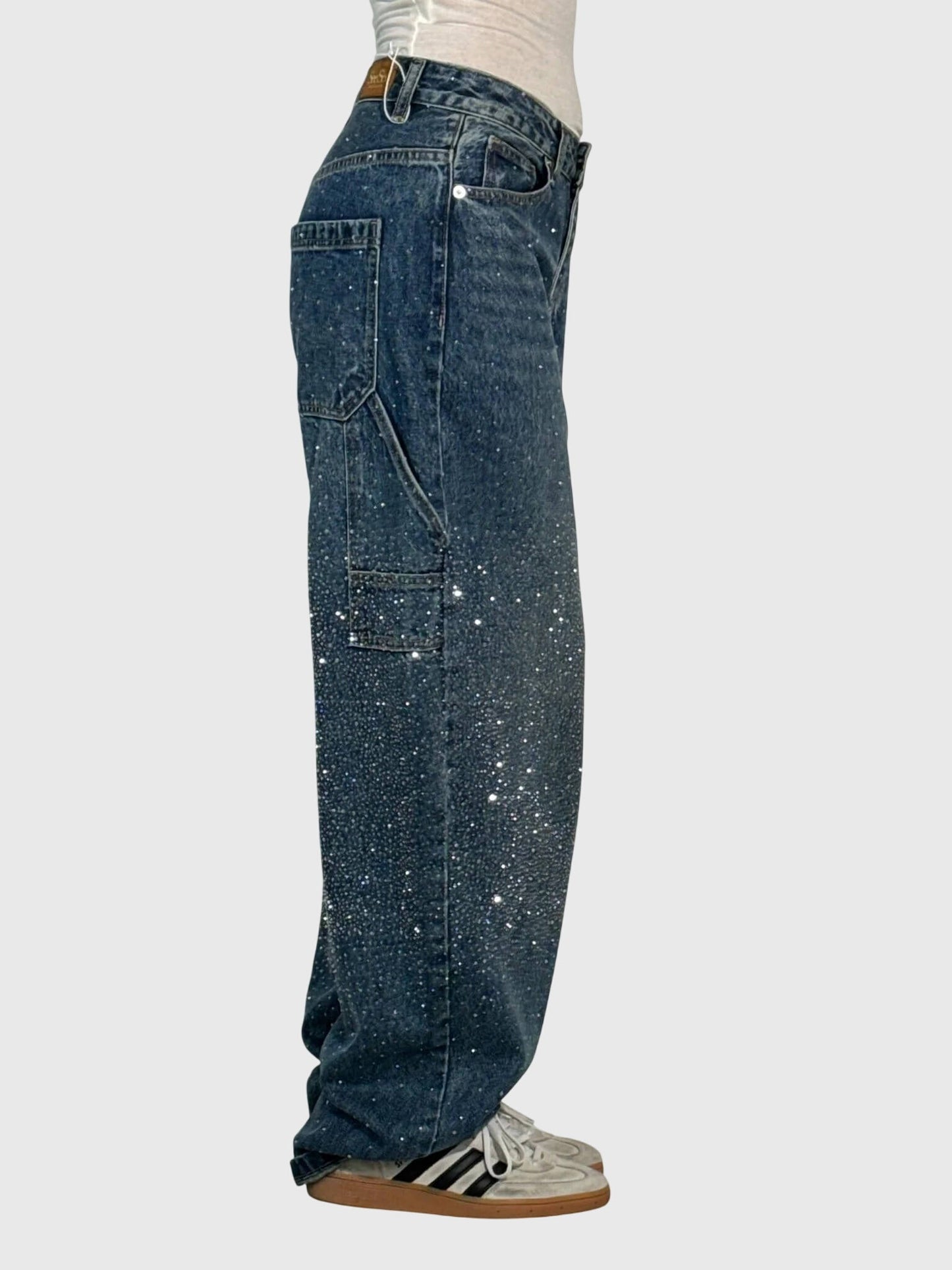 Damen Glänzende Diamant Jeans Hose