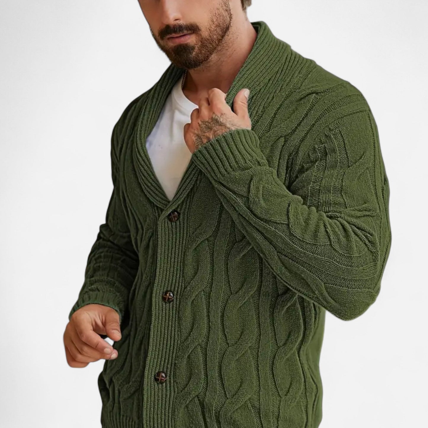 Herren Strickcardigan Klassisch Knöpfe Braun