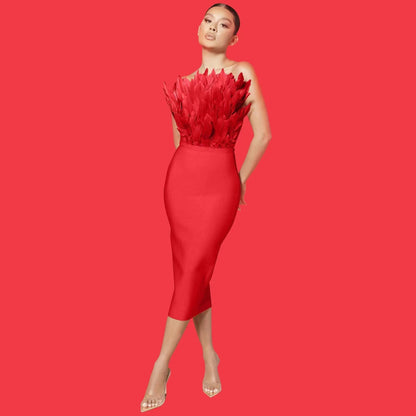 Eveloria Damen Kleid Federtop Anmutig