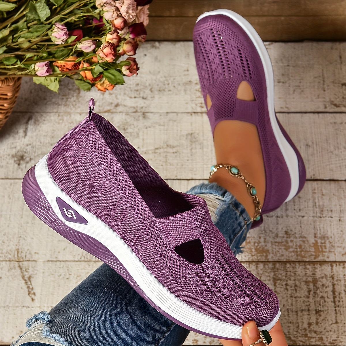 Eveloria Damen Slip-On Sneaker Atmungsaktives Material