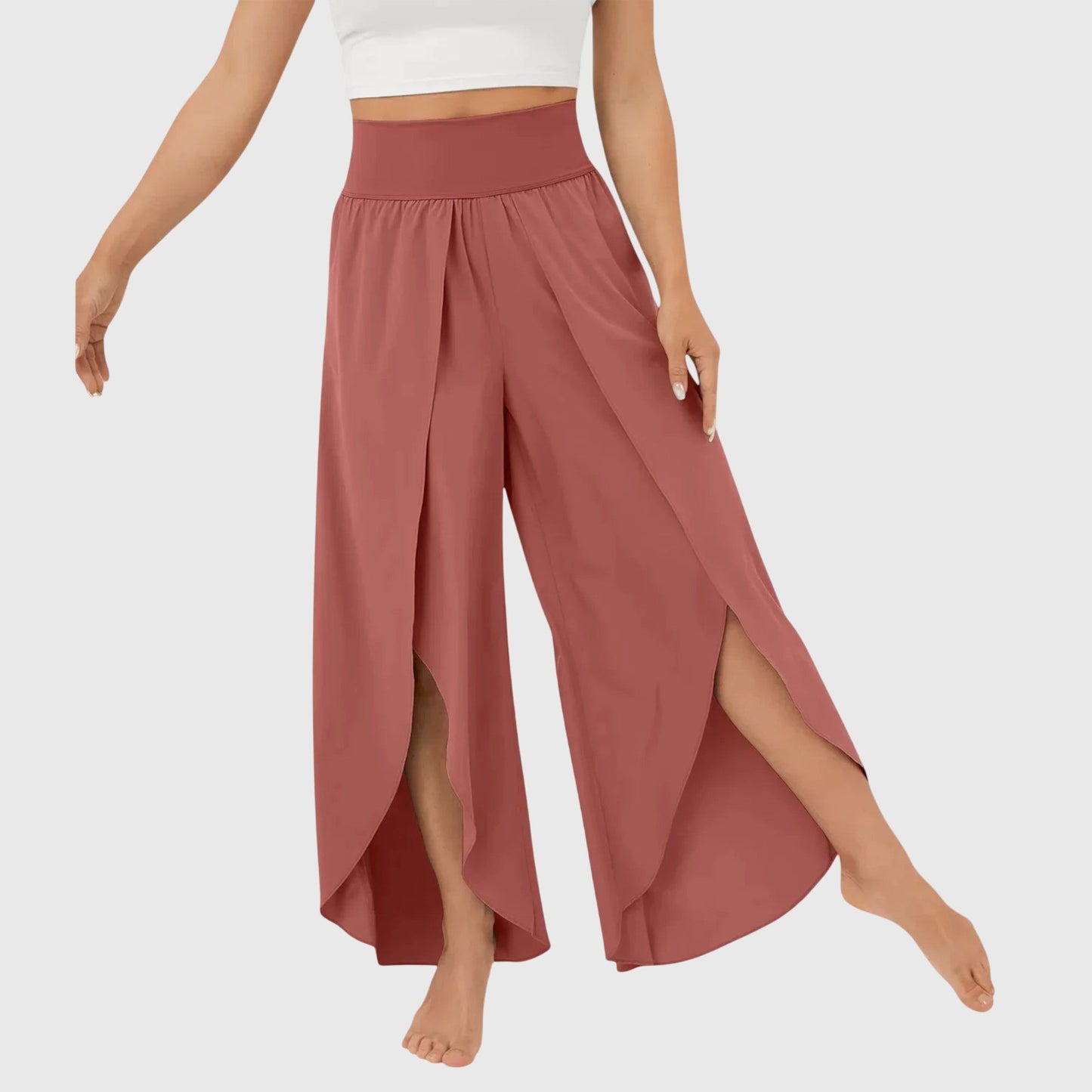 Damen Boho-Hose Weit geschnitten mit Schlitzdesign