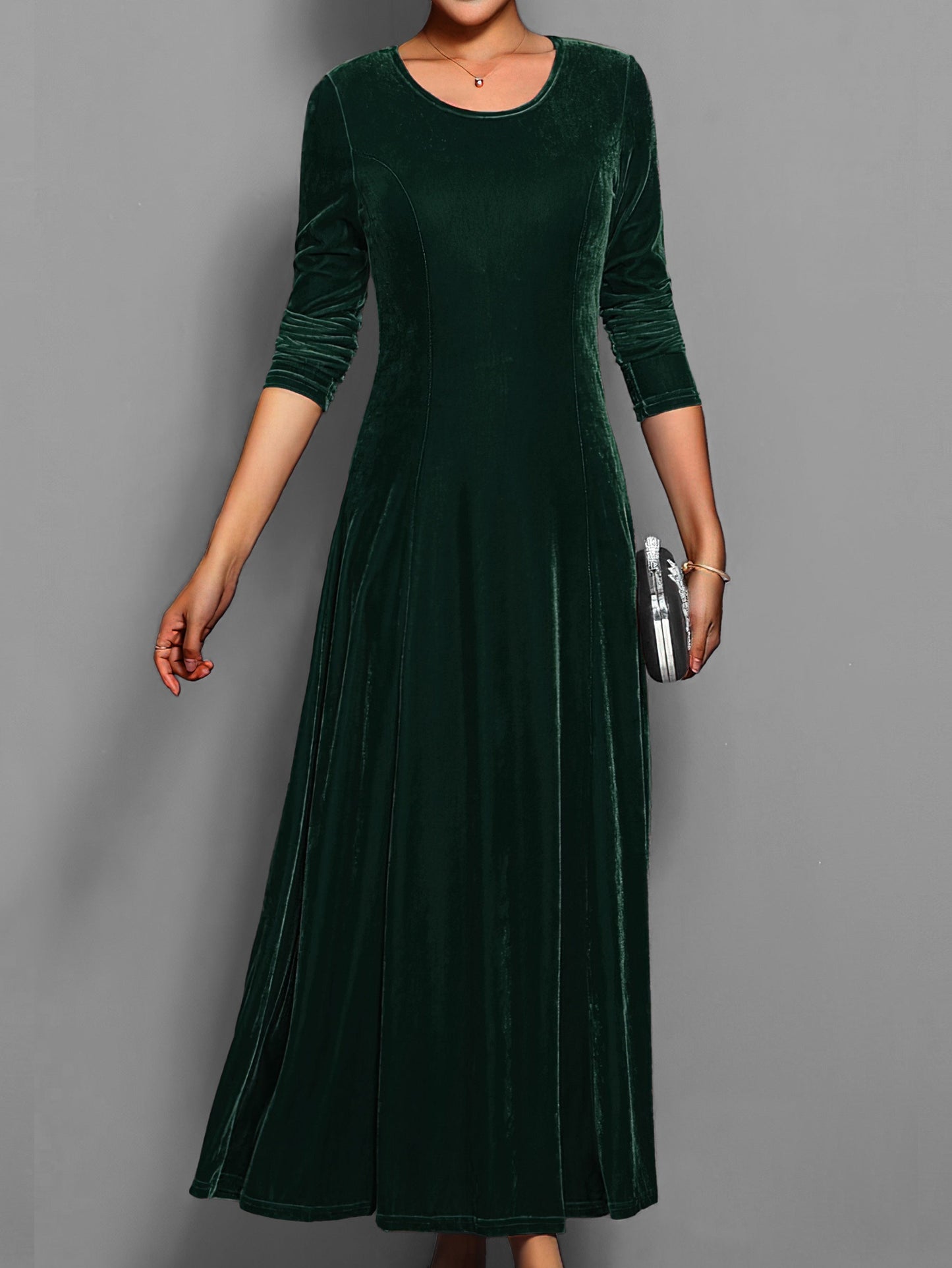 Damen Slim-Fit-Kleid Lang Vollständig